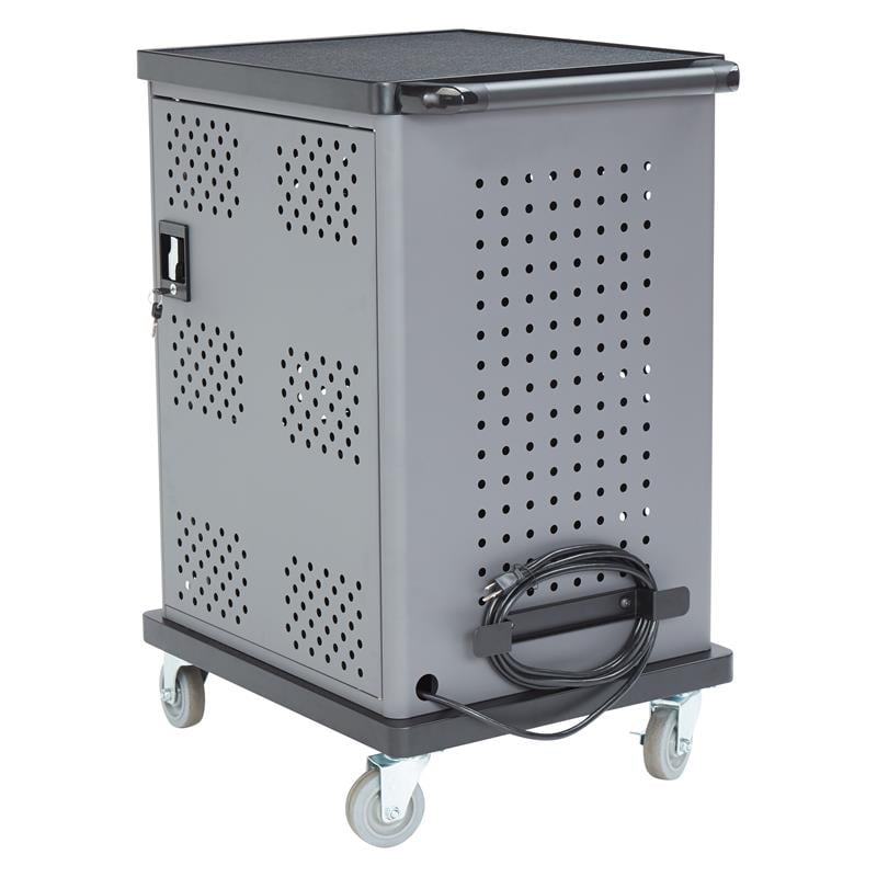 Pemberly Row Modern Metal Duet Charging Cart with Storage in Black