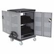 Pemberly Row Modern Metal Duet Charging Cart with Storage in Black