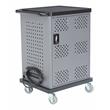 Pemberly Row Modern Metal Duet Charging Cart with Storage in Black