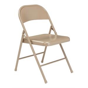 Pemberly Row 29.25&quot Modern Metal Folding Chair in Beige (Set of 4)