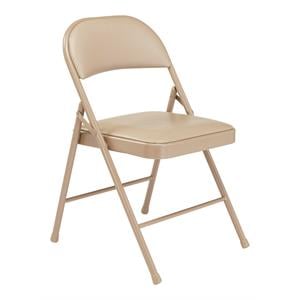 Pemberly Row Contemporary 29.25&quot Metal Folding Chair in Beige (Set of 4)
