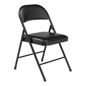 Pemberly Row Contemporary 29.25&quot Metal Folding Chair in Black (Set of 4)