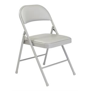 Pemberly Row Contemporary 29.25&quot Metal Folding Chair in Gray (Set of 4)