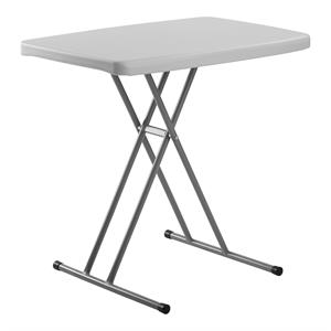 Pemberly Row 20x30&quot Metal Personal Folding Table in Speckled Gray