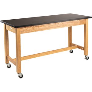 Pemberly Row 24x60&quot Wood Science Lab Table with Chemical Resistant Top in Black