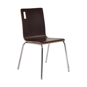 Pemberly Row 33.88&quot Modern Wood Cafe Chair in Espresso/Chrome