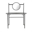 Pemberly Row Kidney-shaped Wood Writing Desk with Mirror in Marble Black
