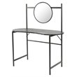 Pemberly Row Kidney-shaped Wood Writing Desk with Mirror in Marble Black