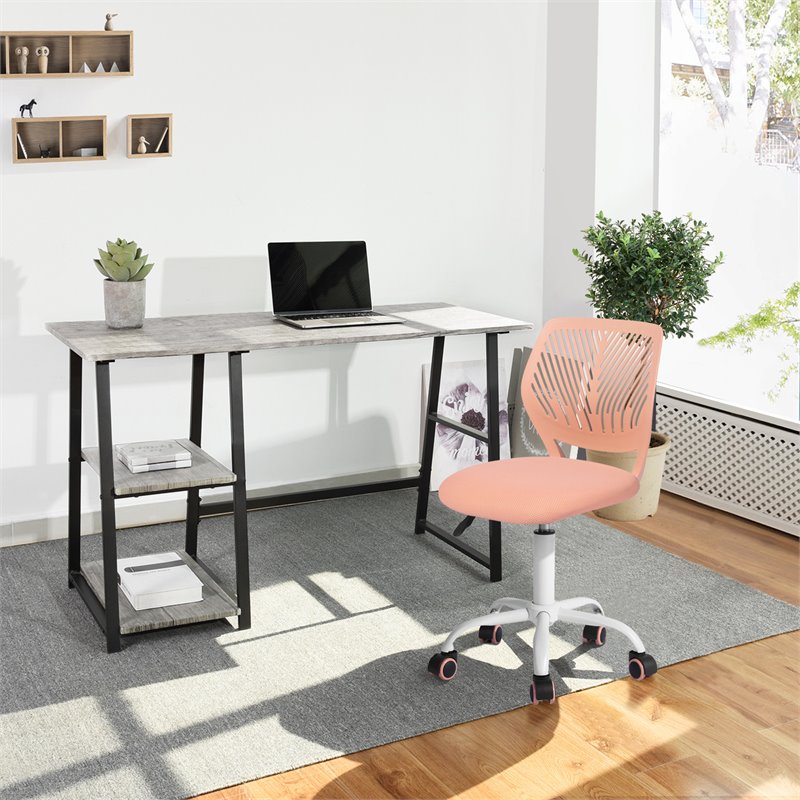 Pemberly Row Modern Mesh and Polypropylene Task Chair in Rose Pink