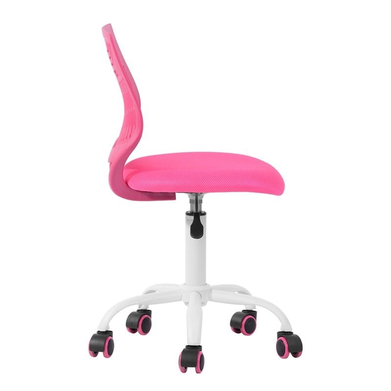 Pemberly Row Modern Mesh and Polypropylene Task Chair in Dark Rose Pink