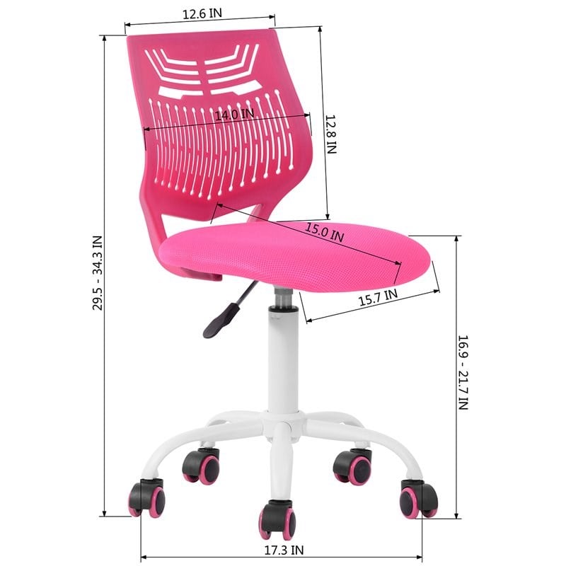 Pemberly Row Modern Mesh and Polypropylene Task Chair in Dark Rose Pink