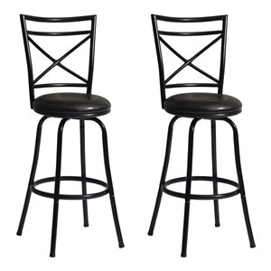 Pemberly Row 24-29&quot Faux Leather Counter Barstools in Black (Set of 2)