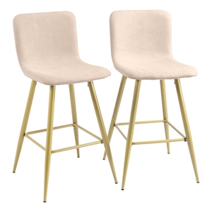 Pemberly Row 26&quot Upholstered Metal Frame Bar Stool (Set of 2)