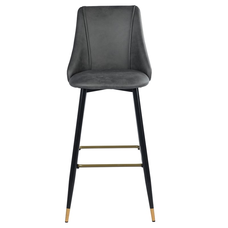 Pemberly Row 30'' Modern Barstool Faux Leather Black Legs Set of 2