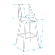 Pemberly Row 30'' Modern Barstool Faux Leather Black Legs Set of 2