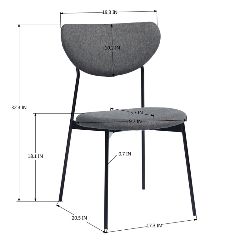 Pemberly Row Contemporary Fabric Upholstered Dining Chairs (Set of 2)