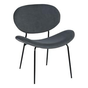 Pemberly Row Contemporary 28&quot W Velvet Side Chair Dining Chair-Grey