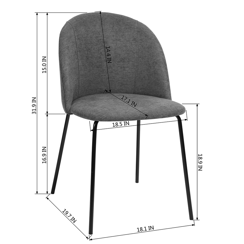 Pemberly Row Contemporary Fabric Cushion Dining Chairs (Set of 2)