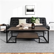 Pemberly Row Contemporary Black Frame Coffee Table in Brown and Black