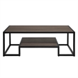 Pemberly Row Contemporary Black Frame Coffee Table in Brown and Black