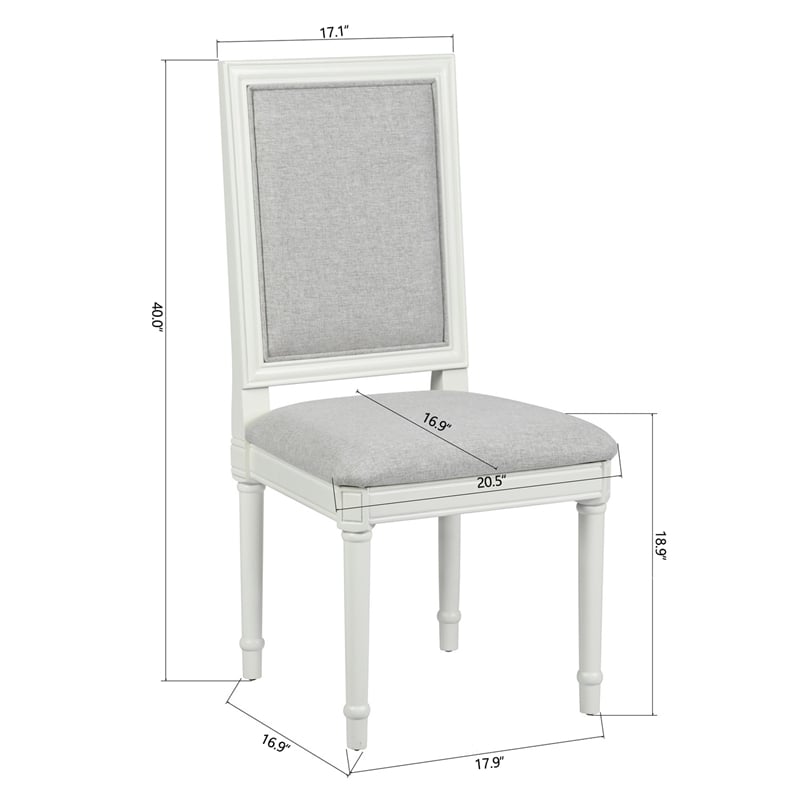 Pemberly Row Farmhouse Dining Chairs (Set of 6) Solid Wood in Cream White