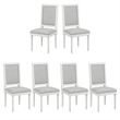 Pemberly Row Farmhouse Dining Chairs (Set of 6) Solid Wood in Cream White
