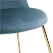Pemberly Row Velvet Side Blue Chair Set of 2 with Gold Finish Metal Legs