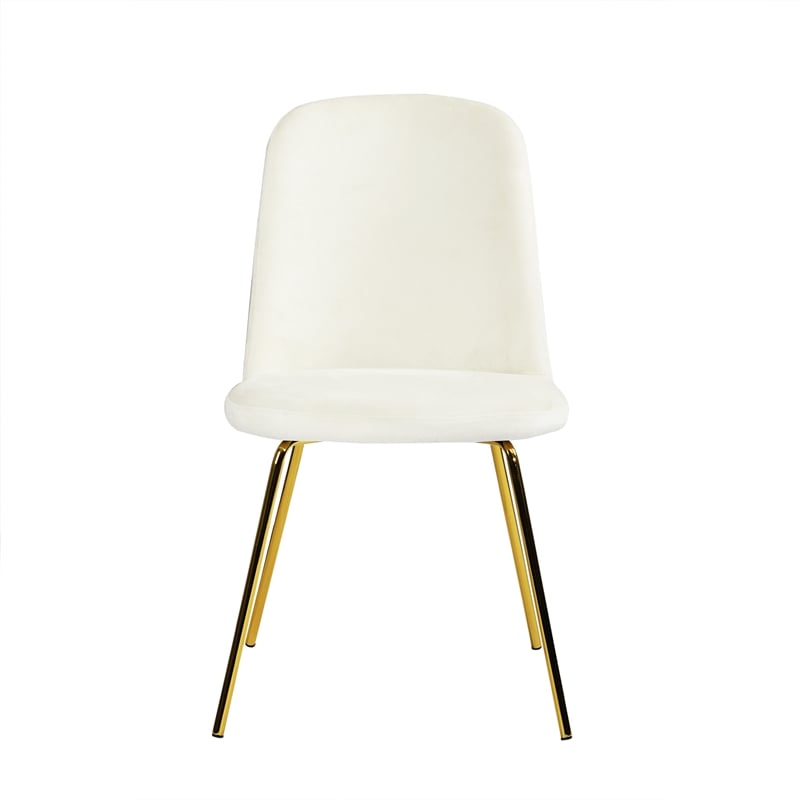 Pemberly Row Contemporary Velvet Side Chair Set of 2 in White