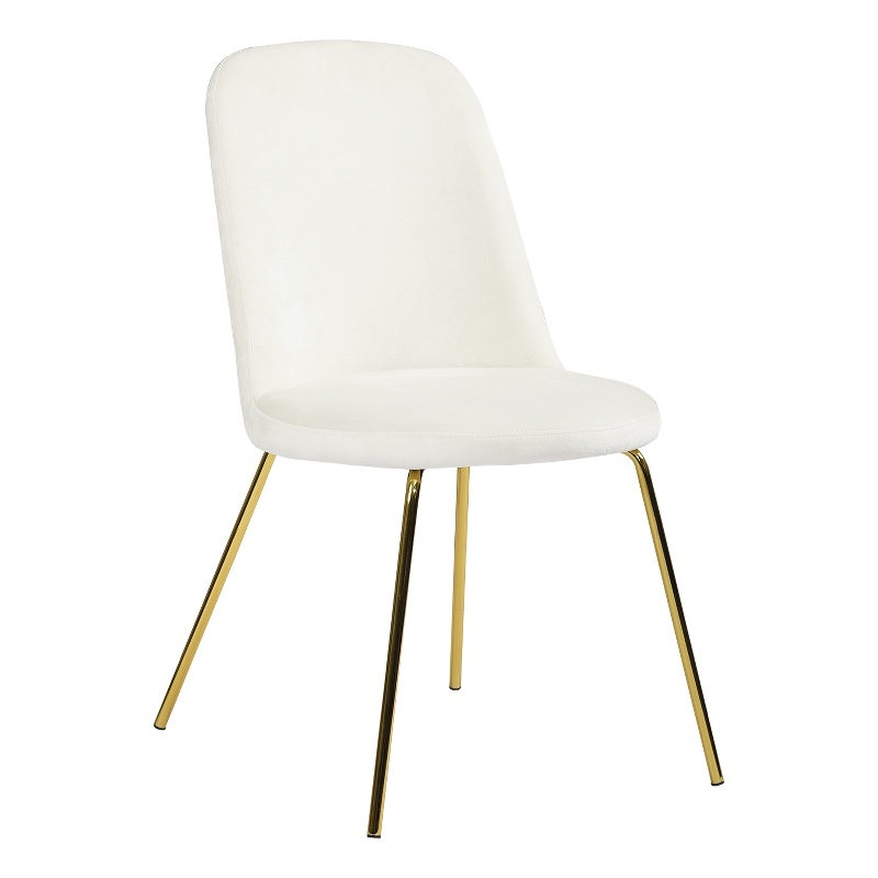 Pemberly Row Contemporary Velvet Side Chair Set of 2 in White