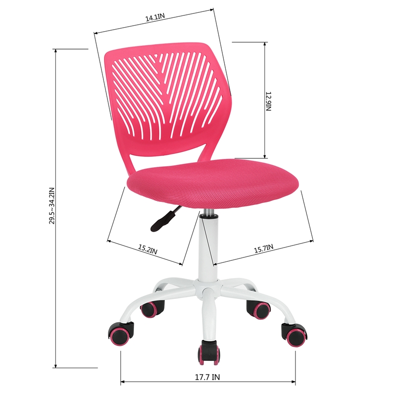 Pemberly Row Mesh Task Swivel Mesh Seating with Adjustable Height Chair for Teen