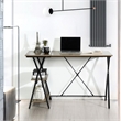 Pemberly Row 47'' Solid Wood Brown Wide Reversible Desk with 2 Shelves
