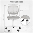 Pemberly Row Teen Fabric Task Small Space Mesh Ergonomic Swive Chair-Grey