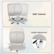 Pemberly Row Teen Fabric Task Small Space Mesh Ergonomic Swive Chair-Grey