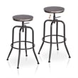 Pemberly Row Set of 2 Swivel Barstools Adjustable Height-Vintage Brown