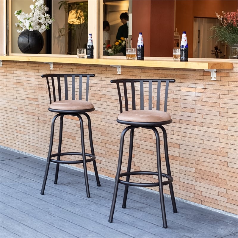 Pemberly Row Set of 2 Velvet Swivel 24/29in Counter Round Barstools