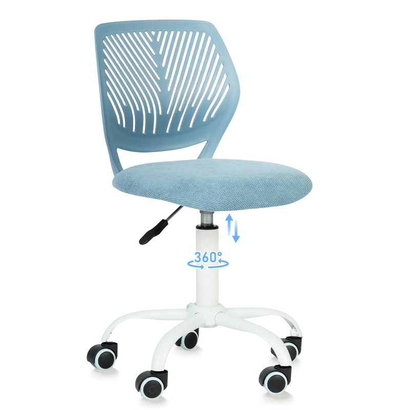 Pemberly Row Teen Fabric Task Chair with Breathable Mesh Backrest in Blue