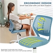 Pemberly Row Teen Fabric Task Chair with Breathable Mesh Backrest in Blue