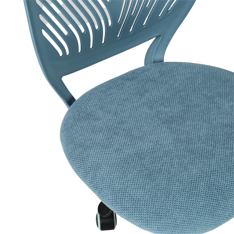 Pemberly Row Teen Fabric Task Chair with Breathable Mesh Backrest in Blue