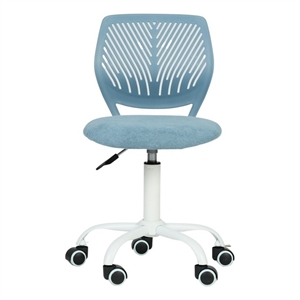 Pemberly Row Teen Fabric Task Chair with Breathable Mesh Backrest in Blue