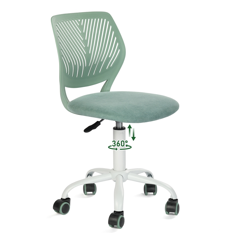 Pemberly Row Teen Fabric Task Chair with Breathable Mesh Backrest in Aqua
