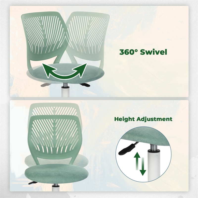 Pemberly Row Teen Fabric Task Chair with Breathable Mesh Backrest in Aqua