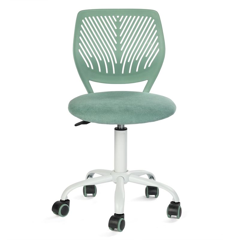 Pemberly Row Teen Fabric Task Chair with Breathable Mesh Backrest in Aqua