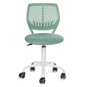 Pemberly Row Teen Fabric Task Chair with Breathable Mesh Backrest in Aqua