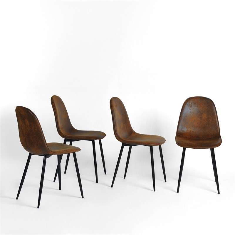 Pemberly Row Contemporary Suede Fabric Dining Chairs Set of 4-Brown