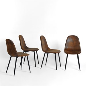 Pemberly Row Contemporary Suede Fabric Dining Chairs Set of 4-Brown