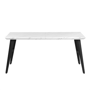 Pemberly Row Contemporary 63&quot Engineered Wood Dining Table in Marble White