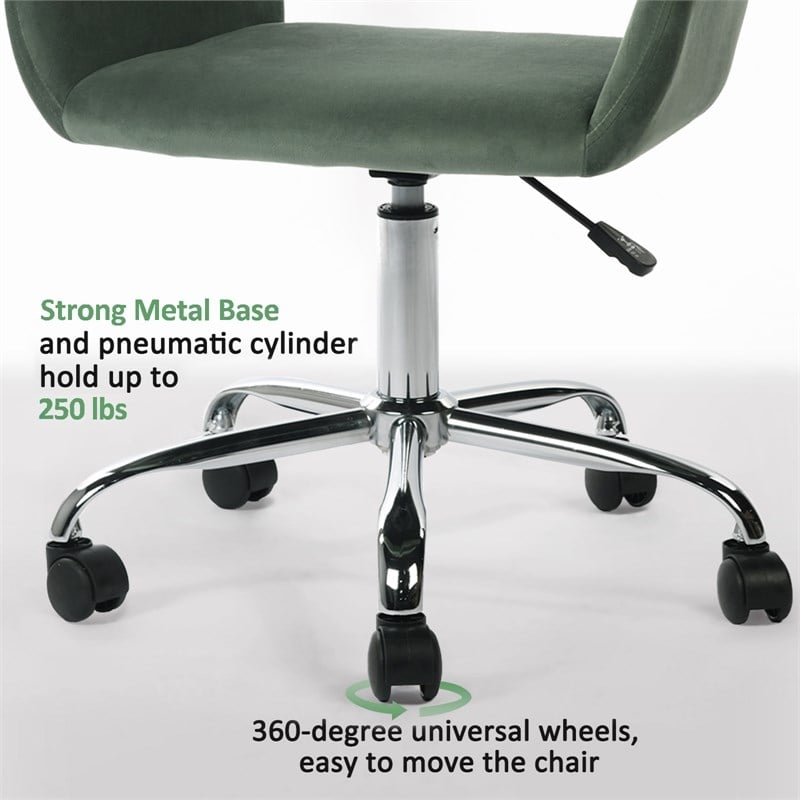 Pemberly Row Contemporary Velvet Office Chair Chrome Base-Cactus