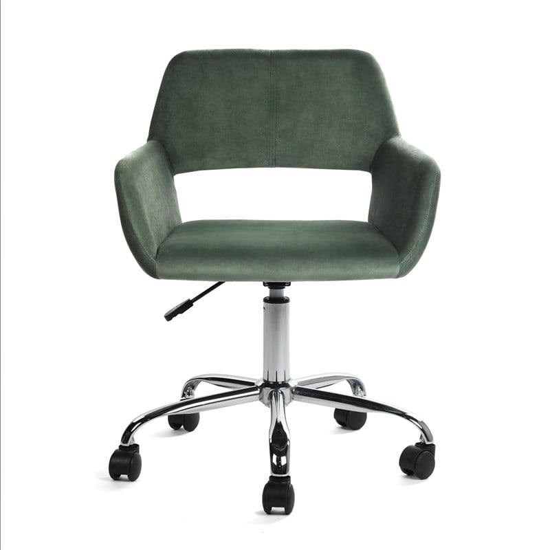 Pemberly Row Contemporary Velvet Office Chair Chrome Base-Cactus