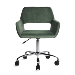 Pemberly Row Contemporary Velvet Office Chair Chrome Base-Cactus