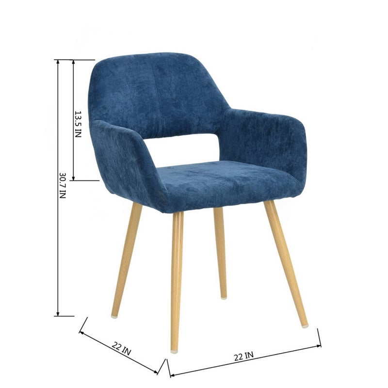 Pemberly Row Contemporary Fabric Dining Chairs Set of 2-Dark Blue